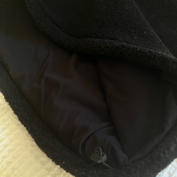 Pangaia Sz. S Unisex Recycled Wool Fleece Half-Zip Hooded Jacket Black - Picture 8 of 12